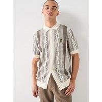 Lyle & Scott Lyle & Scott Brocade Jacquard Short Sleeve Knitted Shirt -Beige