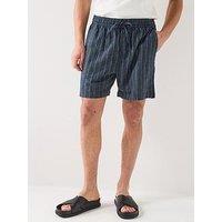 Lyle & Scott Linen Blend Ticking Stripe Shorts - Navy