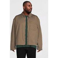 Lyle & Scott Big Tall Enzyme Wash Zip Through Overshirt - Khaki