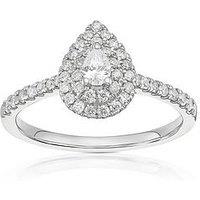 H. Samuel 9Ct Pear Shaped Double Halo 0.40Ct Diamond Ring - White Gold