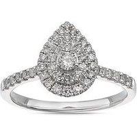 H. Samuel 14Ct Pear Shaped Double Halo 040Ct Diamond Ring - White Gold