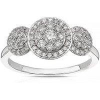 H. Samuel 9Ct Round Trilogy Halo Cluster 040Ct Diamond Ring - White Gold