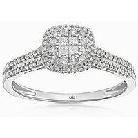 H. Samuel 9Ct Princessa Cushion Cluster 0.25Ct Diamond Ring - White Gold