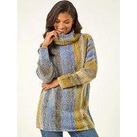 Roman Boucle Stripe Cowl Neck Jumper - Blue