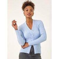 Roman Cable Split Detail Rib Jumper - Light Blue
