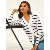 Roman Cable Split Detail Rib Jumper - White