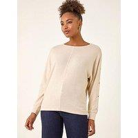 Roman Buttoned Stretch Jersey Top - Beige