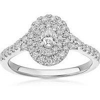 Ernest Jones Engagement Ring Oval Shaped Double Halo 0.50Ct Diamond Ring - Platinum