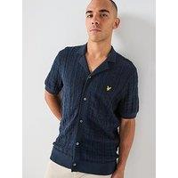 Lyle & Scott Lyle & Scott Jacquard Check Knitted Resort Shirt -Navy