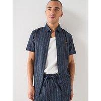 Lyle & Scott Lyle & Scott Short Sleeve Ticking Stripe Shirt -Navy