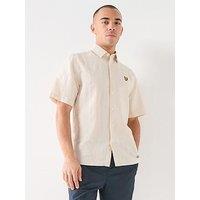 Lyle & Scott Lyle & Scott Short Sleeve Linen Blend Shirt - Beige