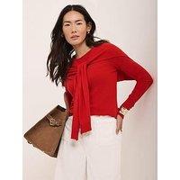 Mint Velvet Long Sleeve Scarf Jumper - Red
