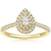 H. Samuel 9Ct Pear Shaped Double Halo 040Ct Diamond Ring - Gold