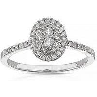H. Samuel 9Ct White Gold Oval Halo 0.33Ct Diamond Ring