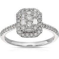 H. Samuel 9Ct Cluster Halo 0.50Ct Diamond Ring - White Gold