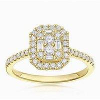 H. Samuel 9Ct Cluster Stone Set Shoulders 050Ct Diamond Ring - Gold