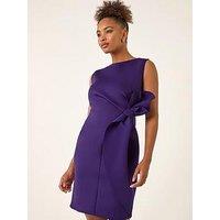 Roman Tie Waist Premium Stretch Dress - Purple