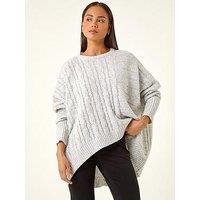 Roman Petite Contrast Cable Knit Jumper - Grey