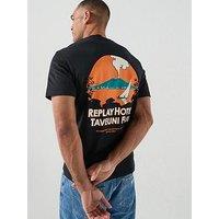 Replay Hotel Fiji Back Graphic T-Shirt - Black