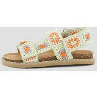 The Very Collection Crochet Double Strap Sandal - Cream