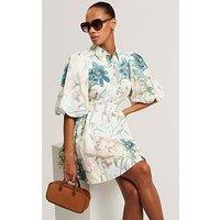 Ted Baker Puff Sleeve Printed Mini Shirt