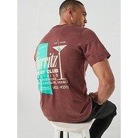 Replay Biarritz Club Back Graphic T-Shirt - Brown