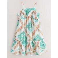 Laura Ashley Girls Frill Print Summer Dress - White