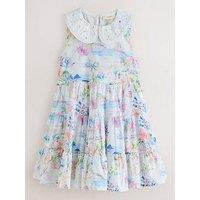 Laura Ashley Girls Print Sleeveless Collar Dress
