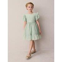 Laura Ashley Younger Girls Frill Shoulder Dress - Light Green