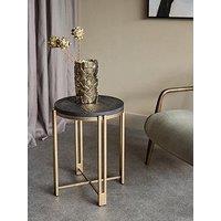 Libra Interiors Dalston Sandblasted Wood & Champagne Side Table