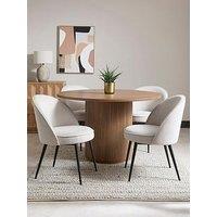 The Very Collection Carina Mid Oak 120Cm Round Dining Table & 4 Carina Natural Chairs