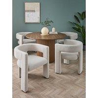 The Very Collection Carina Mid Oak 120Cm Round Dining Table & 4 Nell Boucle Chairs