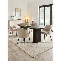 The Very Collection Carina Black 200Cm Oval Dining Table And 4 Carina Natural Chairs - Fsc Certified