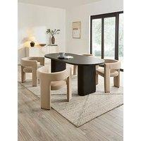 The Very Collection Carina Black 200Cm Oval Dining Table And 4 Nell Taupe Chairs - Fsc Certified