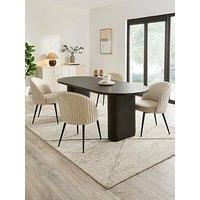 The Very Collection Carina Black 200Cm Oval Dining Table And 4 Mia Pleated Back Chairs