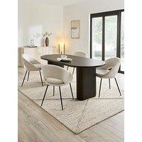 The Very Collection Carina Black 200Cm Oval Dining Table & 4 Aurelia Boucle Chairs - Fsc Certified