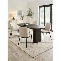 The Very Collection Carina Black 200Cm Oval Dining Table & 4 Willow Standard Chairs - Fsc Certified
