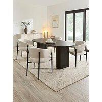 The Very Collection Carina Black 200Cm Oval Dining Table & 4 Romie Chairs - Fsc Certified