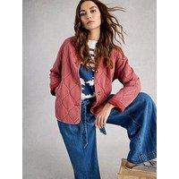 White Stuff Anya Jersey Quilted Jacket - Pink