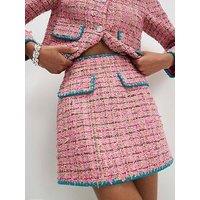 River Island Whipstitch Boucle Mini Skirt - Pink