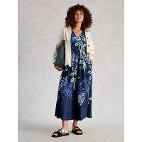 White Stuff Kate Linen Blend Midi Dress - Navy
