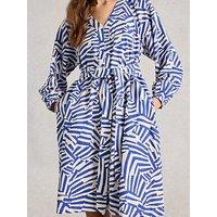 White Stuff Petra Linen Blend Dress - Blue