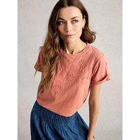 White Stuff Gina Embroidered T-Shirt - Pink