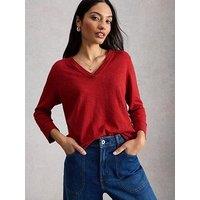 White Stuff Elody Linen Blend Jumper - Red