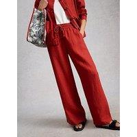White Stuff Ally Linen Wide Leg Trouser - Red