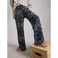 White Stuff Ally Linen Wide Leg Trouser - Navy