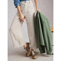 White Stuff Tia Linen Wide Leg Crop Trousers - White
