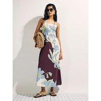 River Island Floral Border Midi Dress - Cream