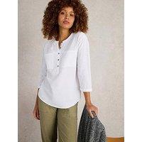 White Stuff Beth 3/4 Sleeve Shirt - White
