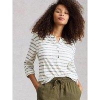 White Stuff Beth Stripe 3/4 Sleeve Shirt - Navy